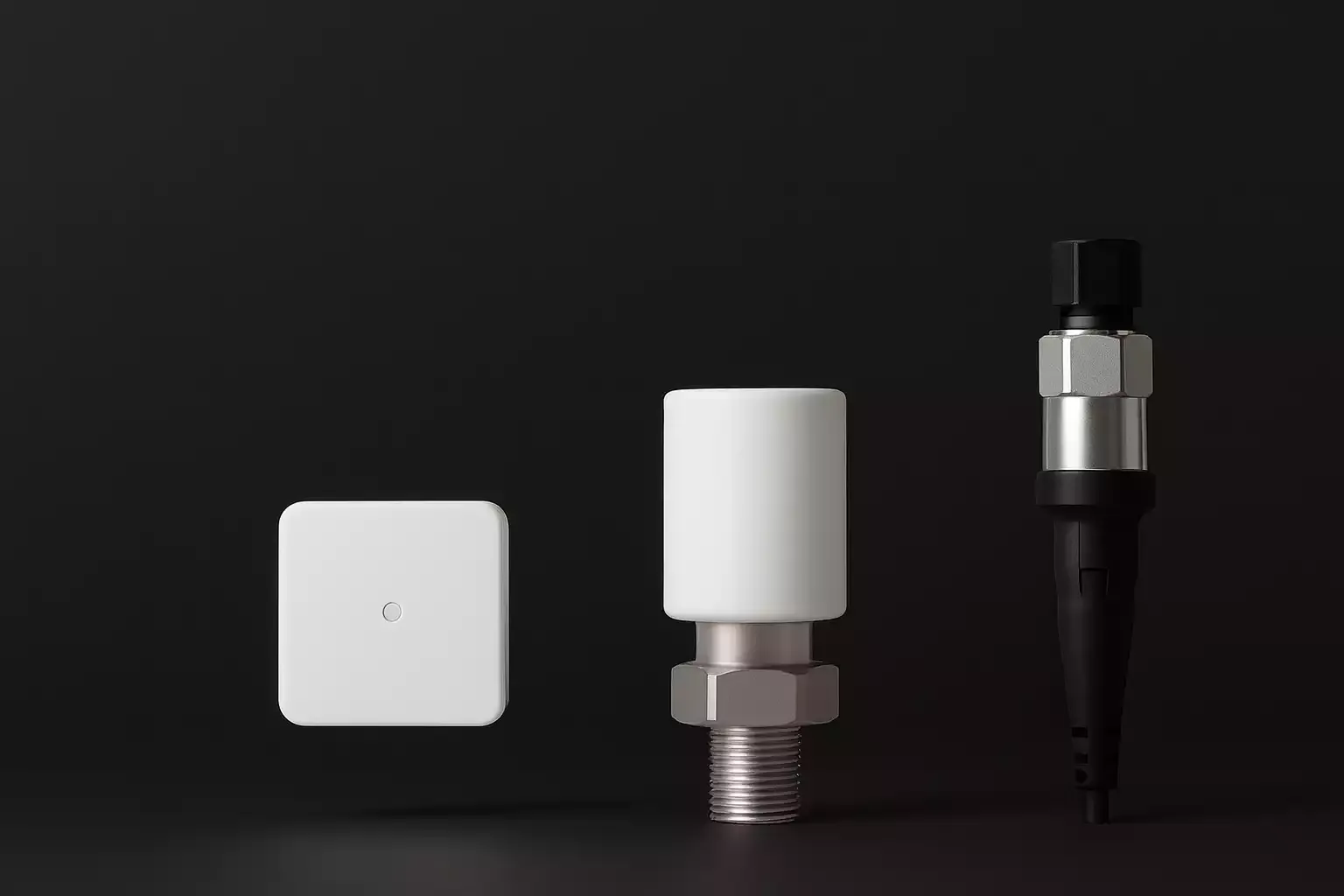 Capteurs industriels Vanbox sur fond noir.